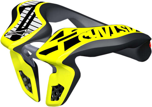 Studio product photo of Alpinestars Neck Support (Youth) — color: Black/Fluo Yellow, SKU 482-6020 on a white background, suitable for motocross and powersports use.
