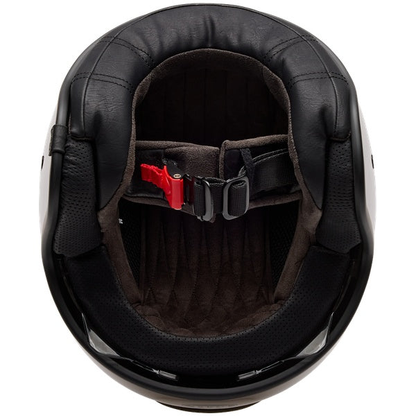 Bell TX501 Sprint helmet in Mocha, interior view showing comfort liner and chin strap