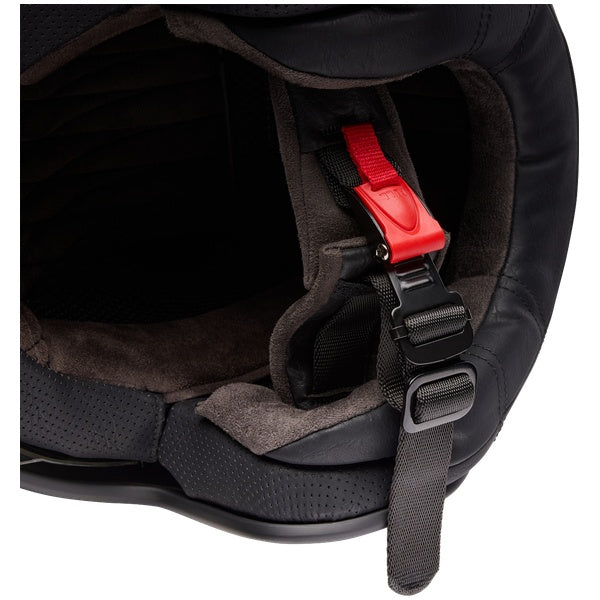 Bell TX501 Sprint helmet in Mocha, close-up of micrometric buckle and chin strap