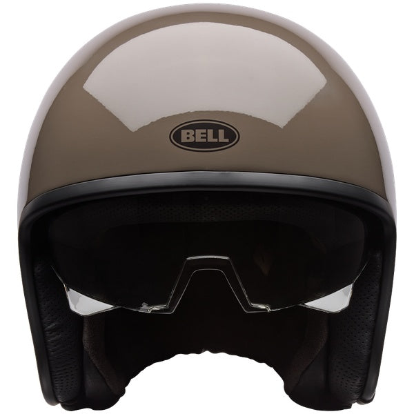 Bell TX501 Sprint helmet in Mocha, front view with drop-down sun shield