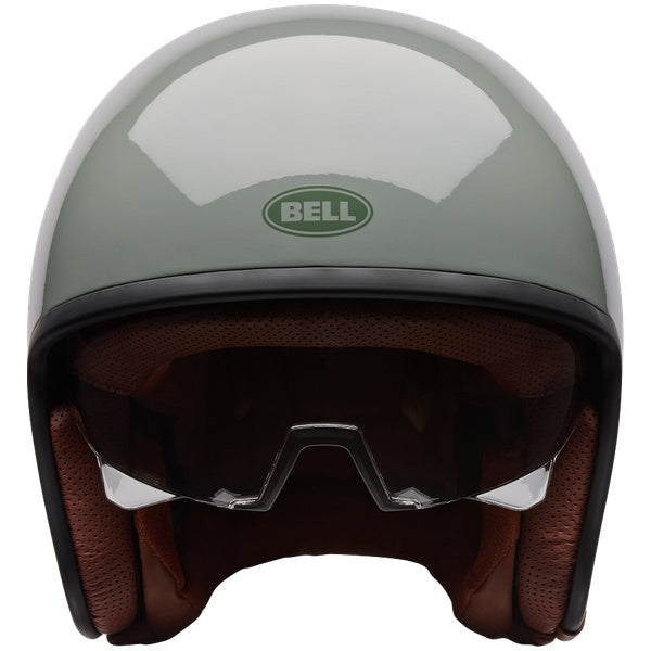 Bell TX501 Sprint helmet in Stone, front view with drop-down sun shield