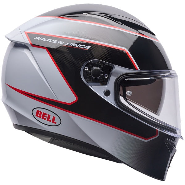 Bell Lithium MIPS Flux motorcycle helmet in White/Black/Red, view 1, SKU 7206646