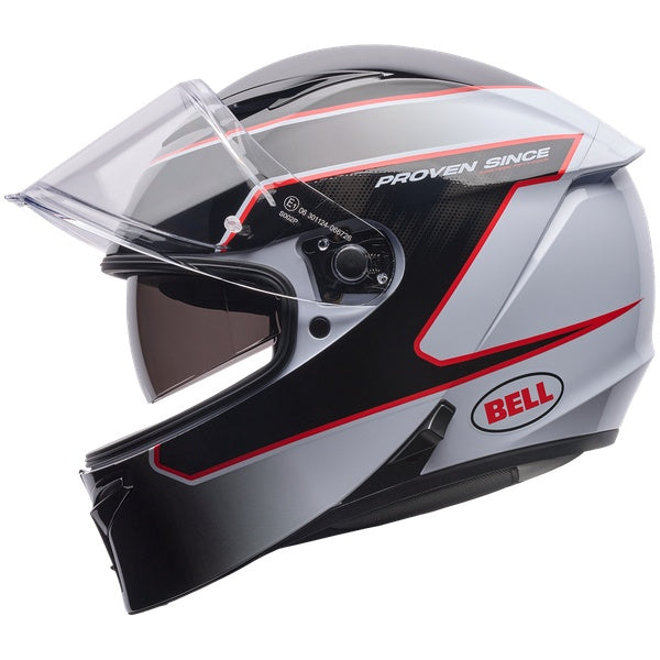 Bell Lithium MIPS Flux motorcycle helmet in White/Black/Red, view 4, SKU 7206646