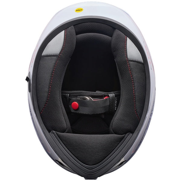 Bell Lithium MIPS Flux motorcycle helmet in White/Black/Red, view 7, SKU 7206646