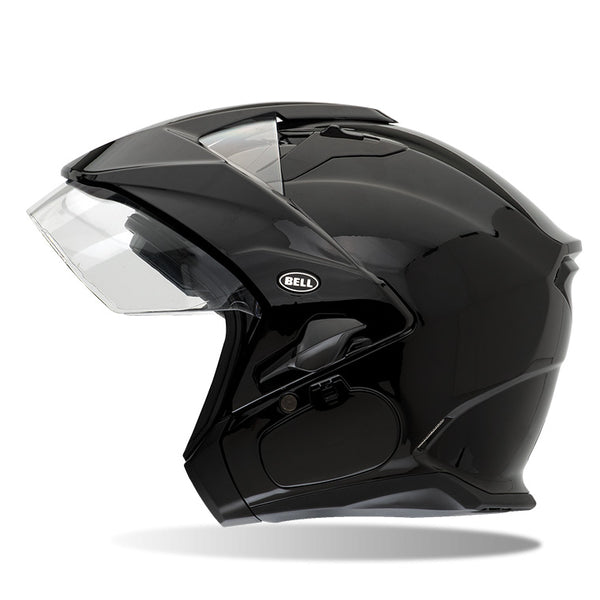 motorcycle helmet, angled view, showing aerodynamic shell design, ventilation ports, and secure retention system built for rider comfort and protection. SKU 07000706.