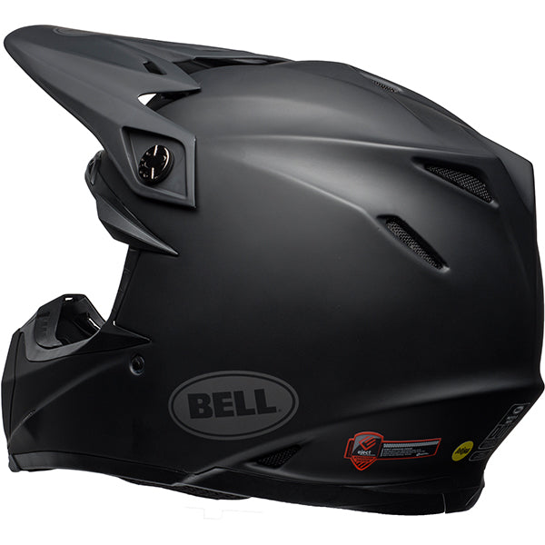 motorcycle helmet, rear view, showing aerodynamic shell design, ventilation ports, and secure retention system built for rider comfort and protection