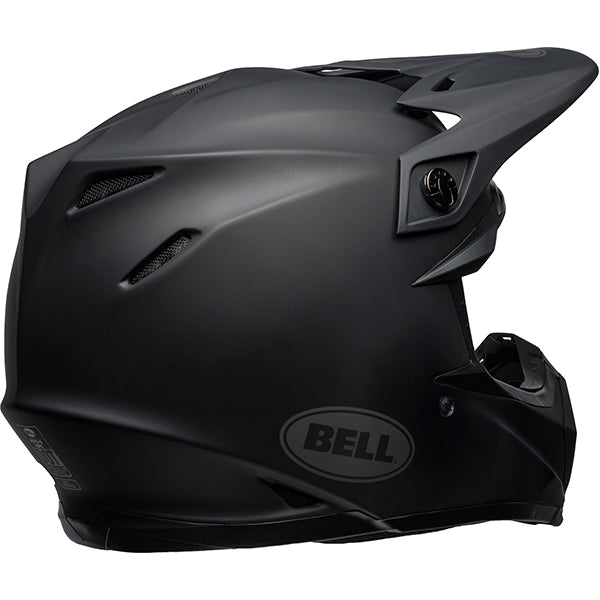 motorcycle helmet, rear view, showing aerodynamic shell design, ventilation ports, and secure retention system built for rider comfort and protection