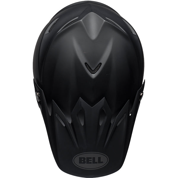 motorcycle helmet, top view, showing aerodynamic shell design, ventilation ports, and secure retention system built for rider comfort and protection