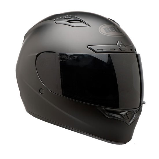 motorcycle helmet, angled view, showing aerodynamic shell design, ventilation ports, and secure retention system built for rider comfort and protection