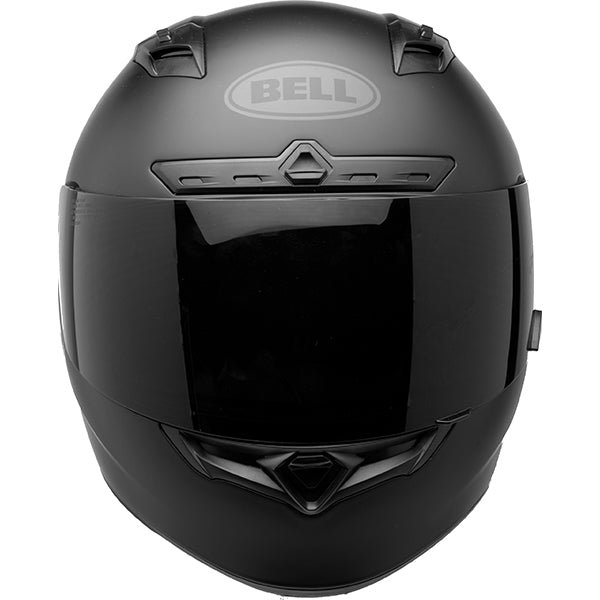 motorcycle helmet, front view, showing aerodynamic shell design, ventilation ports, and secure retention system built for rider comfort and protection. SKU 07081137.