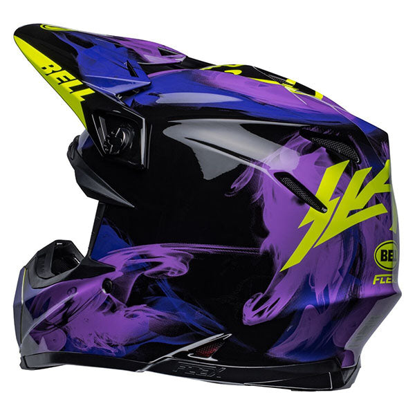 motorcycle helmet, angled view, showing aerodynamic shell design, ventilation ports, and secure retention system built for rider comfort and protection