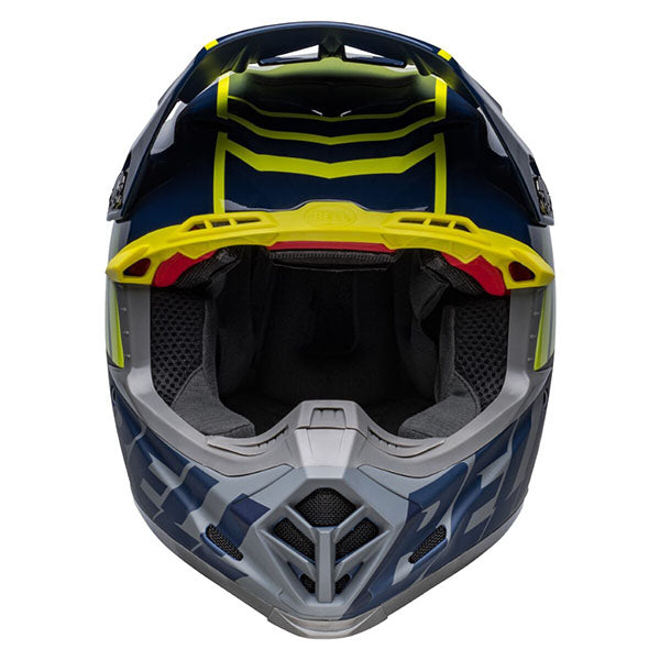 motorcycle helmet, angled view, showing aerodynamic shell design, ventilation ports, and secure retention system built for rider comfort and protection. SKU 07136136.