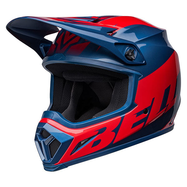 motorcycle helmet, angled view, showing aerodynamic shell design, ventilation ports, and secure retention system built for rider comfort and protection