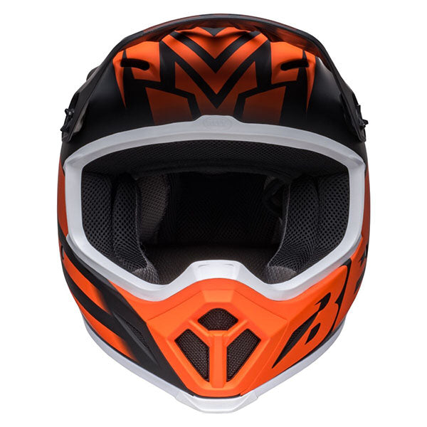 motorcycle helmet, angled view, showing aerodynamic shell design, ventilation ports, and secure retention system built for rider comfort and protection. SKU 07136367.