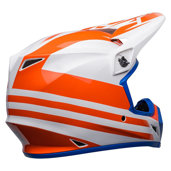 motorcycle helmet, angled view, showing aerodynamic shell design, ventilation ports, and secure retention system built for rider comfort and protection
