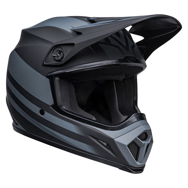 motorcycle helmet, angled view, showing aerodynamic shell design, ventilation ports, and secure retention system built for rider comfort and protection. SKU 07136296.