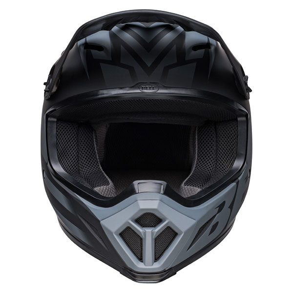 motorcycle helmet, angled view, showing aerodynamic shell design, ventilation ports, and secure retention system built for rider comfort and protection. SKU 07136263.