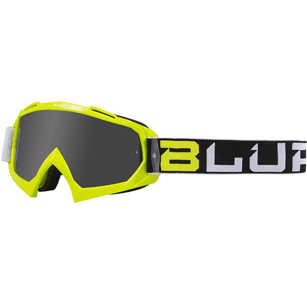 Product image of blur b 10 goggles black white hi viz motocross goggles showing frame design, lens style, and colorway