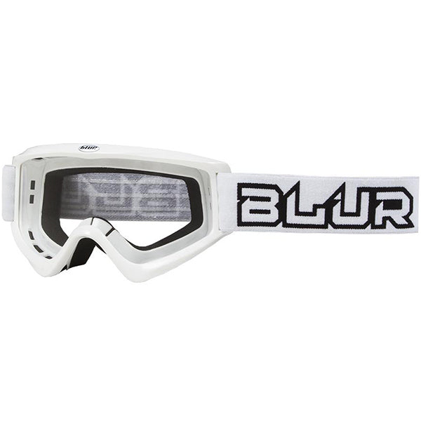 Product image of blur b zero goggle white motocross goggles showing frame design, lens style, and colorway