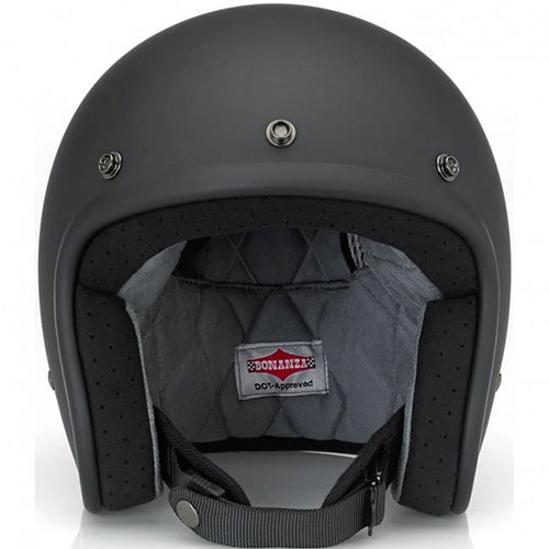 Biltwell, motorcycle helmet, white, front view, showing smooth shell profile, ventilation ports, and padded chin strap for rider comfort. SKU '01041509.