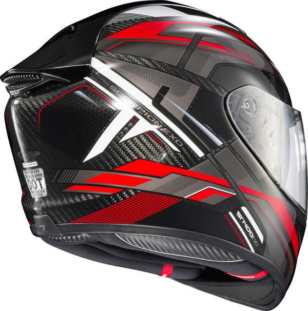 Scorpion EXO - EXO-ST 1400 Evo Carbon Hex Helmet, motorcycle helmet, detail view, color options: 2XL, LG, MD, SM, XL, sizes: Gloss Blue, Gloss Red, Matte Blue, Matte Grey