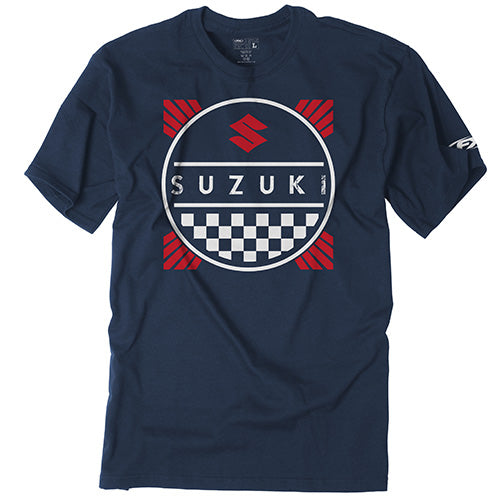 Crisp studio image on a white background of Factory Effex Suzuki Design 1 Tee (Youth); showing tee fit, printed graphics, and crew neckline; SKU 19-834