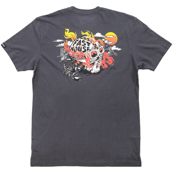 Crisp studio image on a white background of Fasthouse Stinger Tee; showing tee fit, printed graphics, and crew neckline; SKU 3211120104; Sizes: S-3XL