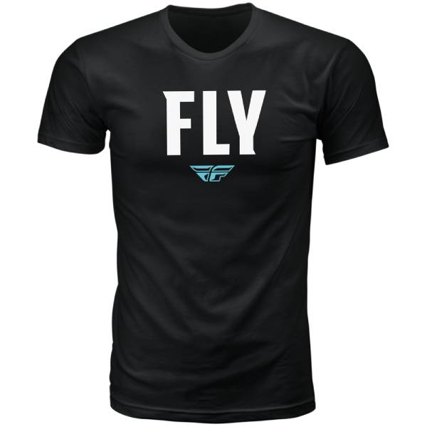 Clean studio shot of Fly Racing WFH Tee; showing tee fit, printed graphics, and crew neckline; SKU 352-0156S; Colors: GREY, BLACK, RED, BLUE