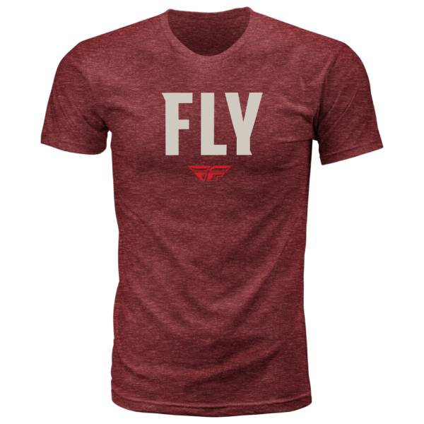 Professional studio photo of Fly Racing WFH Tee; showing tee fit, printed graphics, and crew neckline; SKU 352-0156S; Colors: GREY, BLACK, RED, BLUE