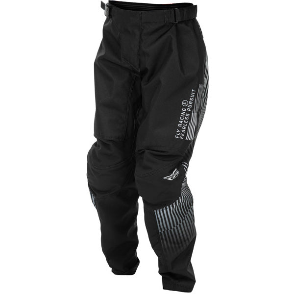 Fly Racing F-16 Pants (Youth) front angle view Colors: Black/Wht SKU:379-230 | Available at BTO Sports.