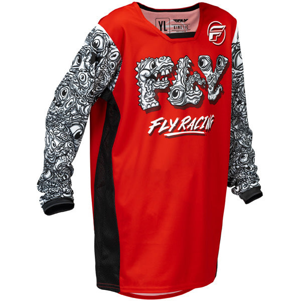 Studio view of fly-racing-kinetic-mutant-jersey-youth, in Black and Multi, on a white studio background, (SKU 379-525YL) | SKU: 379-525YL | Available at BTO Sports
