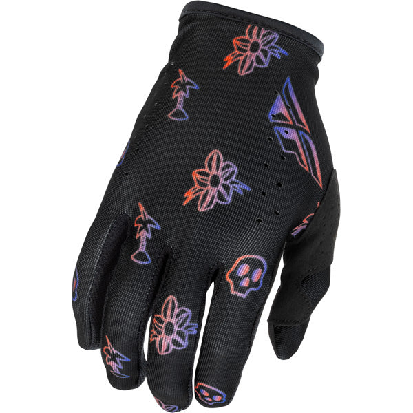 Fly Racing Lite Outline Gloves (Youth) rear view Colors: Purple/Blue/Black Sizes: Y-LG to Y-SM SKU:379-715 | Available at BTO Sports.