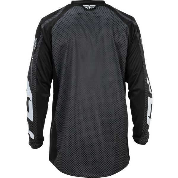 Studio view of fly-racing-2026-f-16-jersey, in Black and White, on a white studio background, (SKU 379-920M) | SKU: 379-920M | Available at BTO Sports