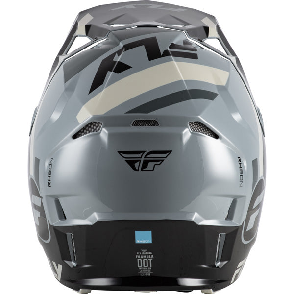 Studio view of fly racing formula cp seal helmet, in black and grey and light grey, on a white studio background, | Fly Racing - Formula CP Seal Helmet | SKU 73-0040 | Colors: White/Black/Red, Black/Grey/Light Grey, Navy Blue/Grey, Matte Stone/Khaki/Olive | Sizes: XS to 2X | Available at BTO Sports