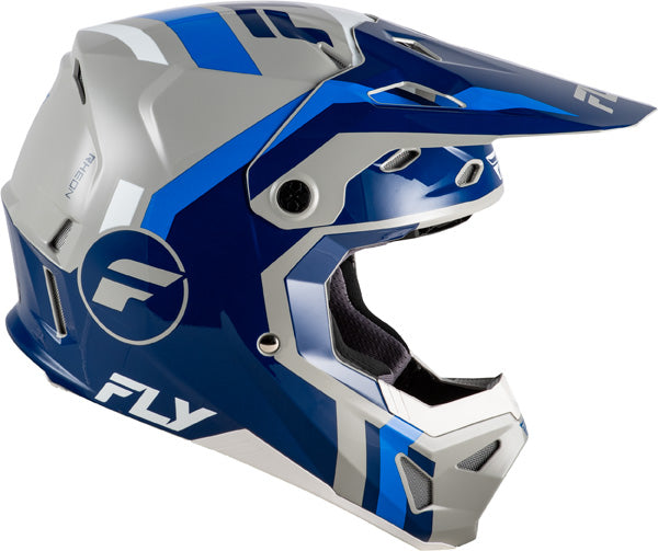 Studio view of fly racing formula cp seal helmet youth, on a white studio background | Fly Racing - Formula CP Seal Helmet (Youth) | SKU 73-0040 | Colors: White/Black/Red, Black/Grey/Light Grey, Navy Blue/Grey, Matte Stone/Khaki/Olive | Available at BTO Sports