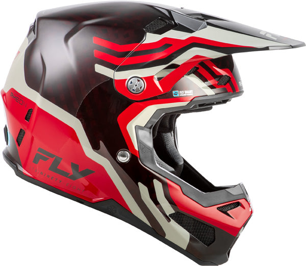 Studio view of fly racing formula s carbon byte helmet-youth, on a white studio background | Fly Racing - Formula S Carbon Byte Helmet (Youth) | SKU 73-4450 | Colors: Black Carbon/Grey/Silver, Blue Carbon/Blue/White, Black Carbon/Teal/Lime, Red Carbon/Red/Grey | Available at BTO Sports