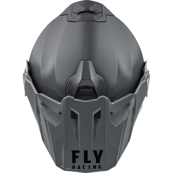 Studio view of fly racing trekker solid helmet, in grey, on a white studio background, | Fly Racing - Trekker Solid Helmet | SKU 73-7035 | Colors: Matte Black, Grey, White | Sizes: XS to 2X | Available at BTO Sports