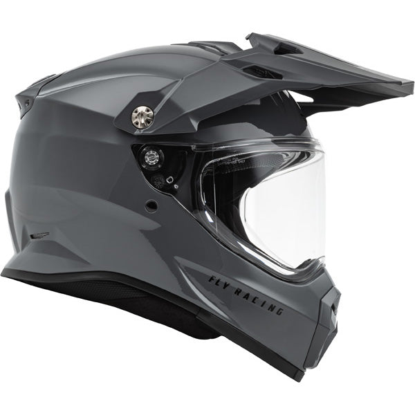 Studio view of fly racing trekker solid helmet, in grey, on a white studio background, | Fly Racing - Trekker Solid Helmet | SKU 73-7035 | Colors: Matte Black, Grey, White | Sizes: XS to 2X | Available at BTO Sports