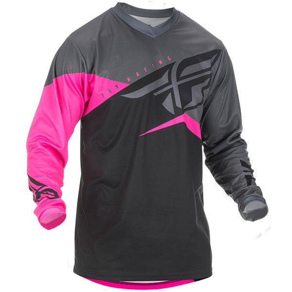 372-928 - Fly Racing - F-16 Jersey (Womens) - Neon Pink Black Grey - Front product view