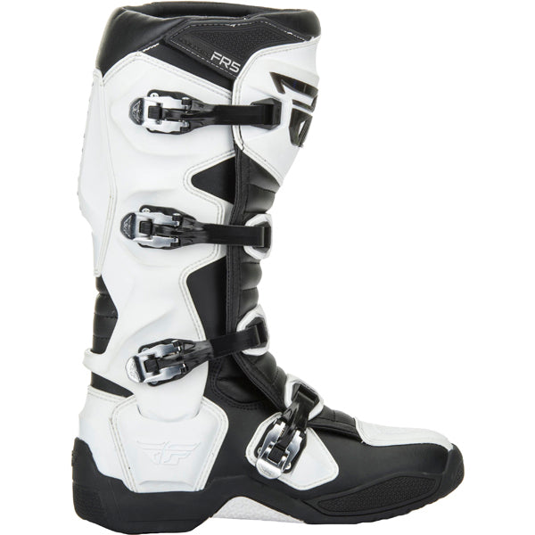 Product image of fly racing fr5 boots white11 e2e0232d 54bc 4d0d 80c4 f8d1b4bbe62e motocross boots showing design and colorway | Available at BTO Sports