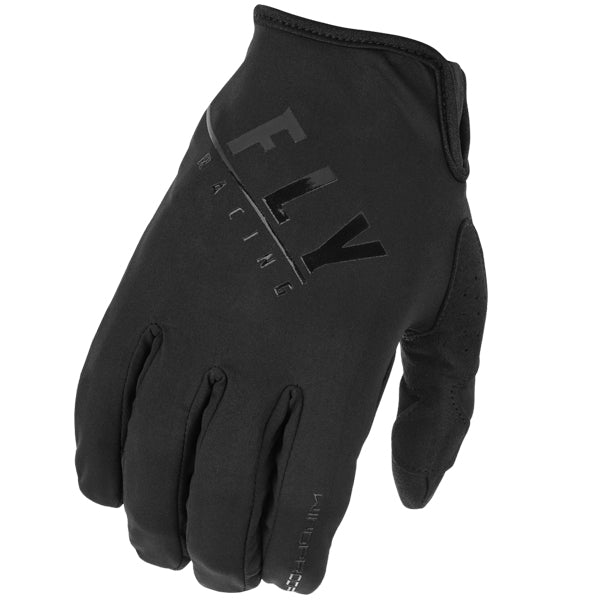 Product image of Fly Racing mx22 windproof gloves black 1 65811111 6525 46d2 b6d6 ffb7dc9377b9 motocross gloves showing fit, construction, and colorway | Available at BTO Sports