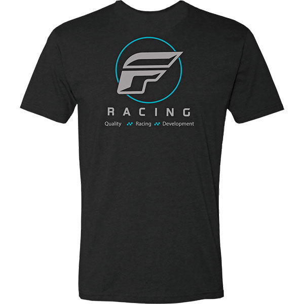 Studio photo on a white background of Fly Racing Victory Tee; showing tee fit, printed graphics, and crew neckline; SKU 354-0326S; Sizes: S-2XL