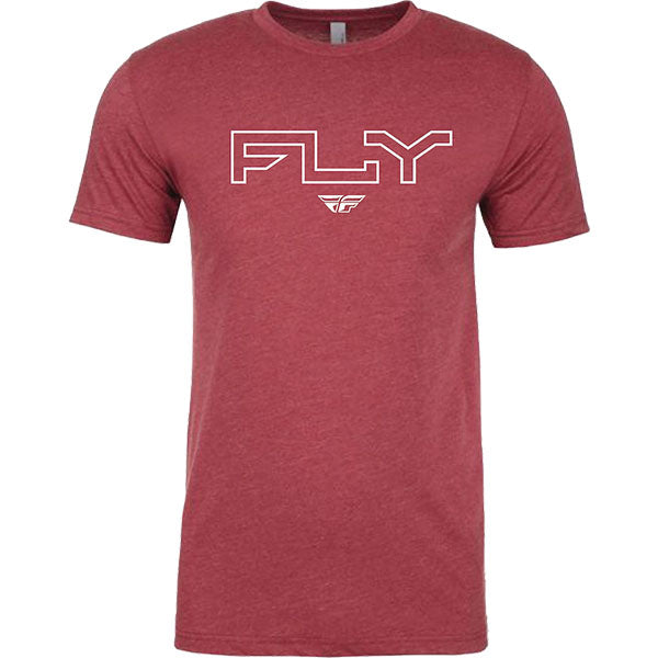Studio photo on a white background of Fly Racing Fly Edge Tee; showing tee fit, printed graphics, and crew neckline; SKU 354-0308S; Sizes: S-2XL