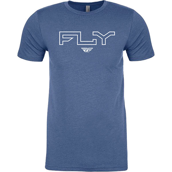 Clean studio shot of Fly Racing Fly Edge Tee; showing tee fit, printed graphics, and crew neckline; SKU 354-0308S; Sizes: S-2XL