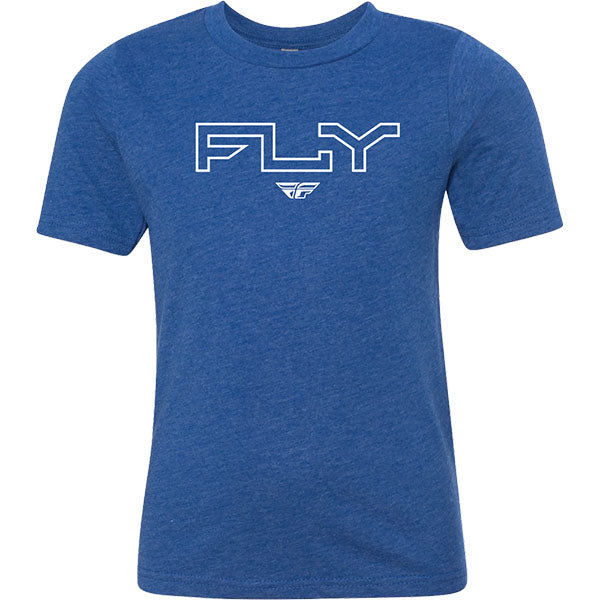High-resolution studio image of Fly Racing Edge Tee (Youth); showing tee fit, printed graphics, and crew neckline; SKU 354-0308YS