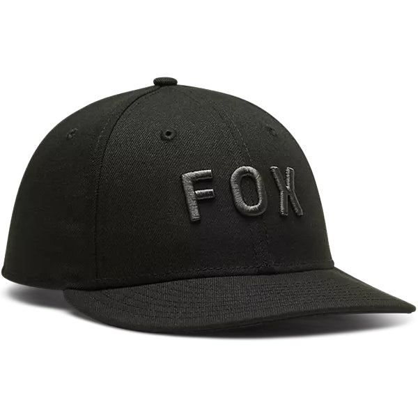 Front product image of Fox Racing Low Profile 9 Hat in Black showing low-profile curved bill moto hat design, SKU 36867-001-OS | Available at BTO Sports