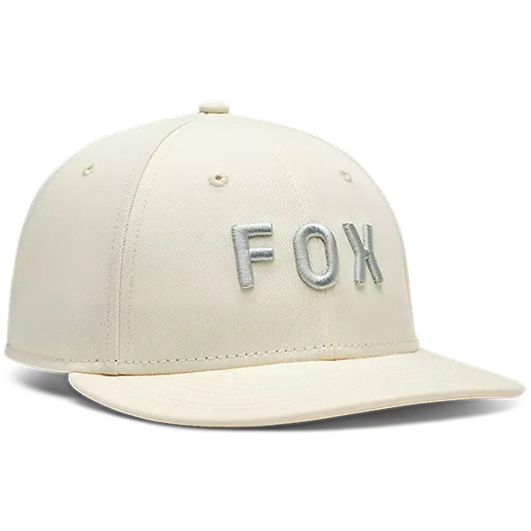 front product image of Fox Racing Low Profile 9 Hat in cream showing low-profile curved bill moto hat design, SKU 36867-242-OS | Available at BTO Sports