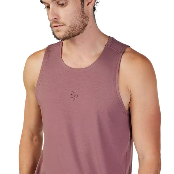 Studio photo on a white background of Fox Racing Rep Tank Top; showing sleeveless cut, hem shape, and printed or woven branding; SKU 29083-001-S