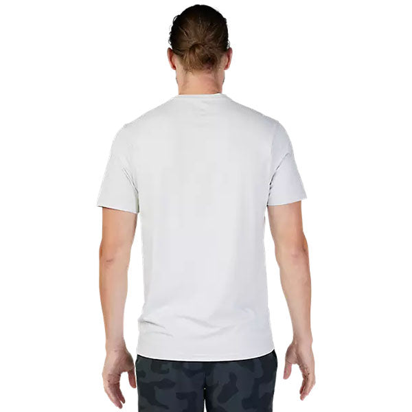 Crisp studio image on a white background of Fox Racing Rep Tee; showing tee fit, printed graphics, and crew neckline; SKU 29081-001-S