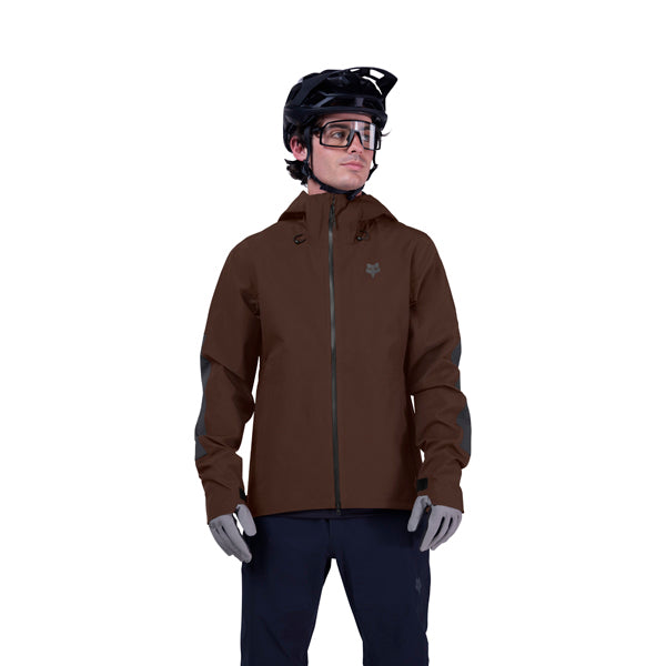 Fox Racing Defend 3 Layer Water Jacket Mountain Bike rear view in Cocoa sizes SM, MD, LG, XL, 2X SKU 33784-222-S. Riding Jacket | Available at BTO Sports